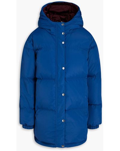 Tory Burch Quilted Shell Hooded Down Jacket - Blue