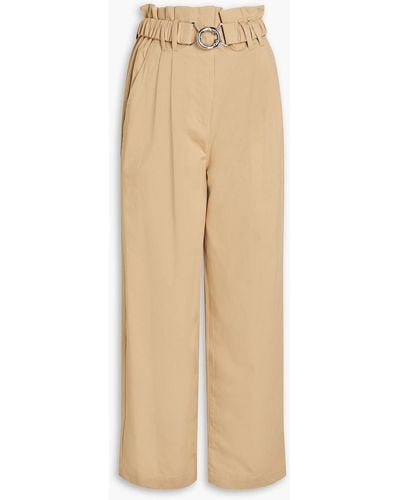 10 Crosby Derek Lam Atto Pleated Cotton-blend Twill Wide-leg Trousers - Natural
