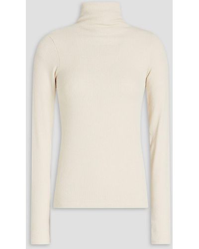 Enza Costa Ribbed-knit Turtleneck Sweater - Natural