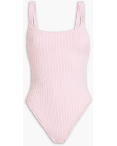 Solid & Striped Toni Cutout Ribbed Swimsuit - Pink