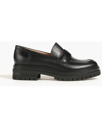 Gianvito Rossi Argo Leather Platform Loafers - Black
