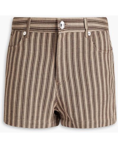 A.P.C. Striped cotton and linen-blend jacquard shorts - Braun