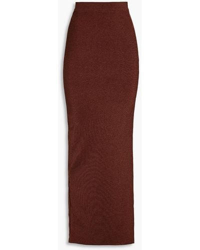 Hervé Léger Metallic Knitted Maxi Skirt - Brown