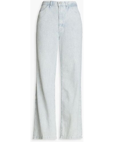 FRAME Le baggy Palazzo Striped High-rise Wide-leg Jeans - White