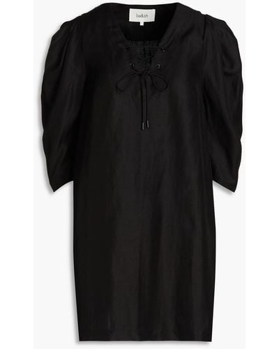Ba&sh Beny Lace-up Twill Mini Dress - Black