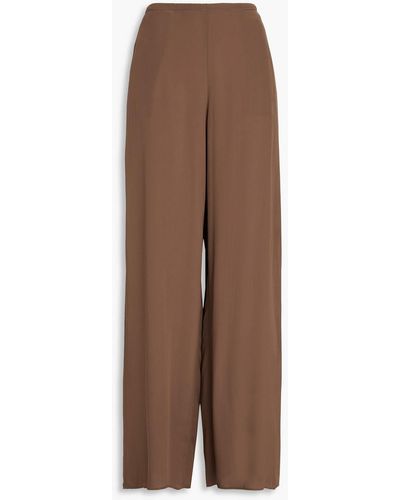 Theory Crepe De Chine Wide-leg Trousers - Brown