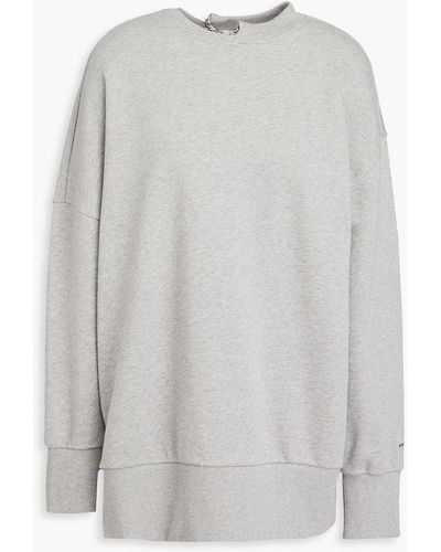 Stella McCartney Sweatshirt aus baumwollfrottee mit cut-outs und kettenverzierung - Grau
