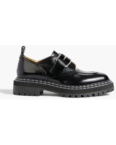 Proenza Schouler Buckled Glossed-leather Brogues - Black