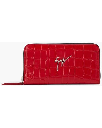 Giuseppe Zanotti Croc-effect Leather Wallet - Red
