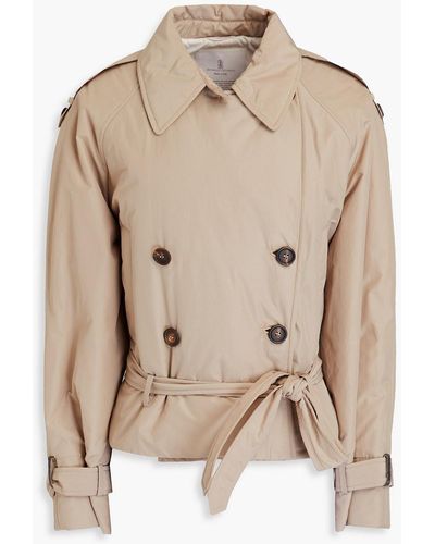 Brunello Cucinelli Double-breasted Bead-embellished Shell Jacket - Natural