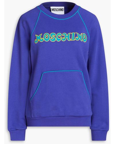 Moschino Sweatshirt aus baumwollfrottee mit stickereien - Blau