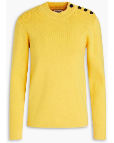 Claudie Pierlot Button-detailed Ribbed-knit Jumper - Yellow