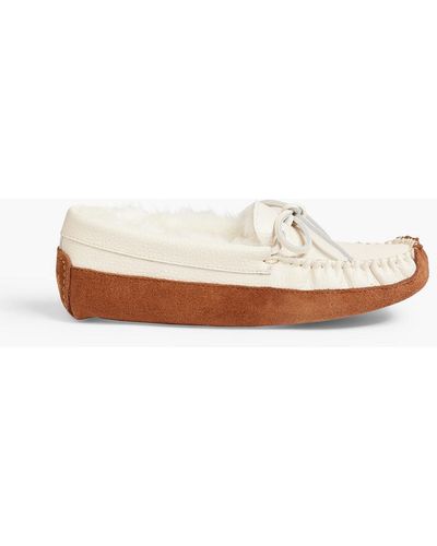 Australia Luxe Bama Shearling-lined Pebbled-leather Loafers - White