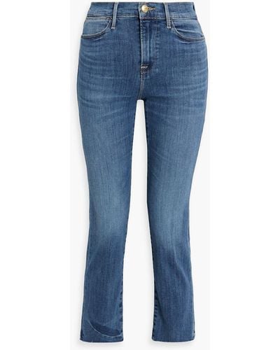 FRAME Le High Cropped High-rise Straight-leg Jeans - Blue