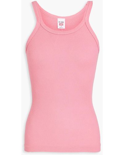 RE/DONE Ribbed Cotton-jersey Tank - Pink