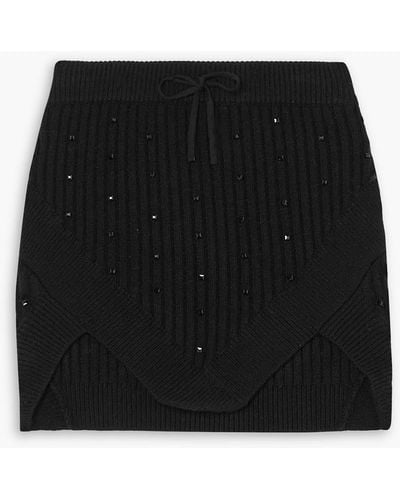 David Koma Embellished Ribbed-knit Mini Skirt - Black