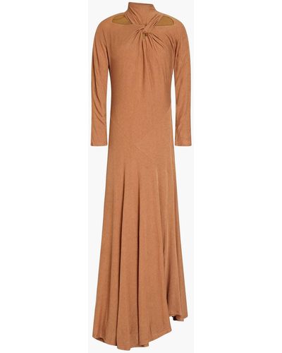 Rejina Pyo Maia Cutout Twist-front -blend Jersey Maxi Dress - Brown