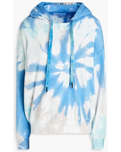 Stateside Tie-dyed Stretch-micro Modal And Cotton-blend Fleece Hoodie - Blue