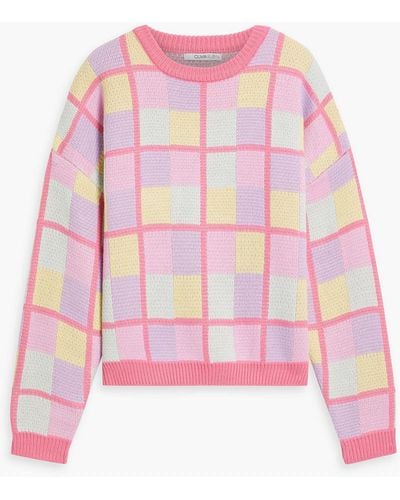 Olivia Rubin Checked Jacquard-knit Sweater - Pink