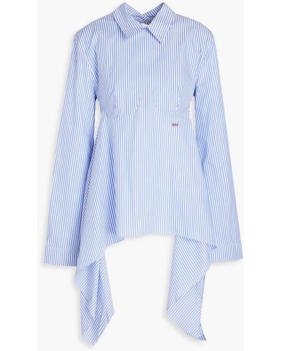 Off-White c/o Virgil Abloh Open-back Striped Cotton-poplin Peplum Shirt - Blue