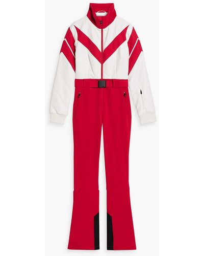 Perfect Moment Frost Belted Color-block Ski Suit - Red
