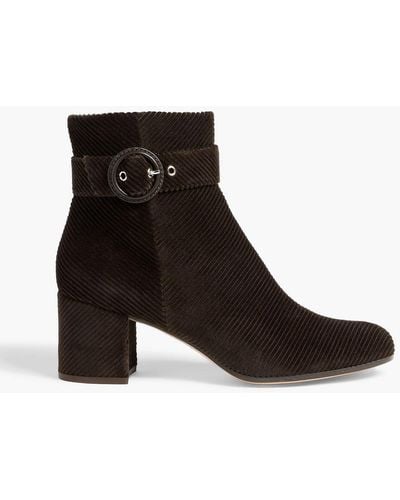 Gianvito Rossi Lucas Buckled Corduroy Ankle Boots - Black