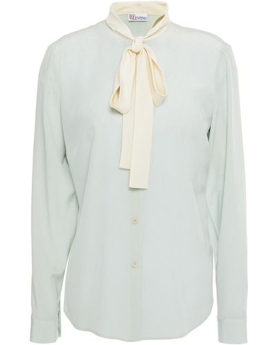 RED Valentino Pussy-bow Silk Crepe De Chine Blouse - White