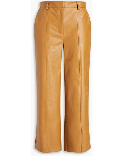 Each x Other Cropped Faux Leather Wide-leg Trousers - Orange