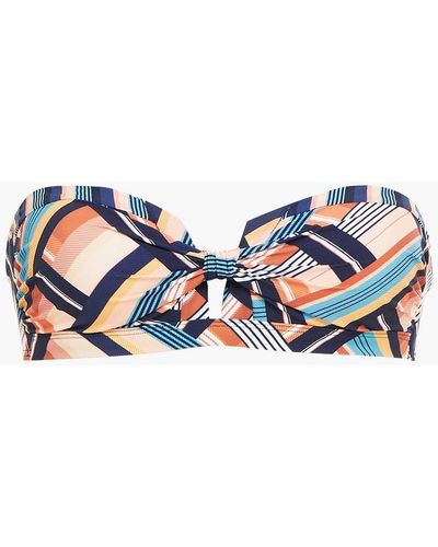 Jets by Jessika Allen Perspective Knotted Printed Bandeau Bikini Top - Blue