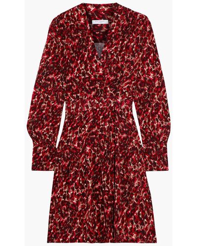 Equipment Jenesse Wrap-effect Leopard-jacquard Mini Wrap Dress - Red