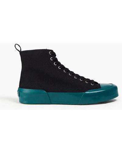 Jil Sander Two-tone Canvas High-top Trainers - Blue