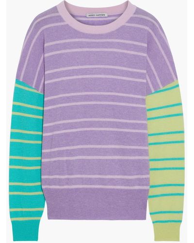 Autumn Cashmere Boyfriend Color-block Striped Cashmere Sweater - Multicolor
