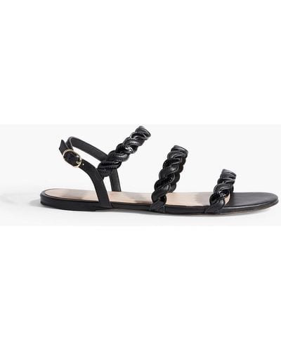 Stuart Weitzman Twistie Smooth And Patent-leather Slingback Sandals - Black
