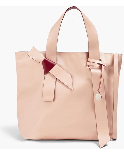Red(V) Two-tone Leather Tote - Pink