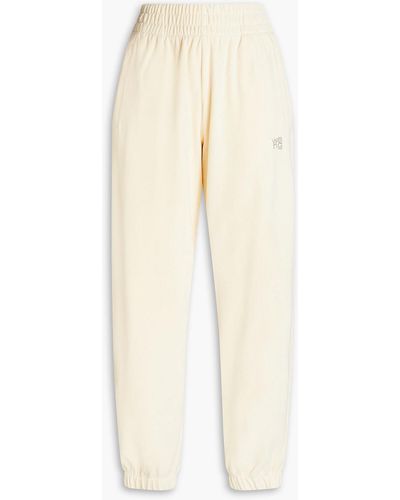 T By Alexander Wang Embellished Cotton-blend Velour Track Trousers - Natural