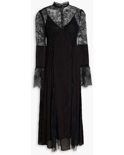 Temperley London Dreaming lace-paneled crepe de chine midi dress - Schwarz