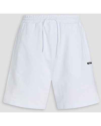 MSGM Shorts aus baumwollfrottee mit print - Weiß