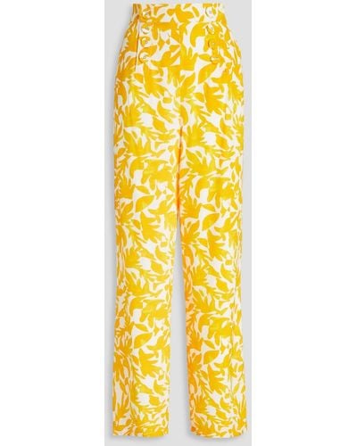 Rebecca Vallance Button-detailed Silk Wide-leg Trousers - White