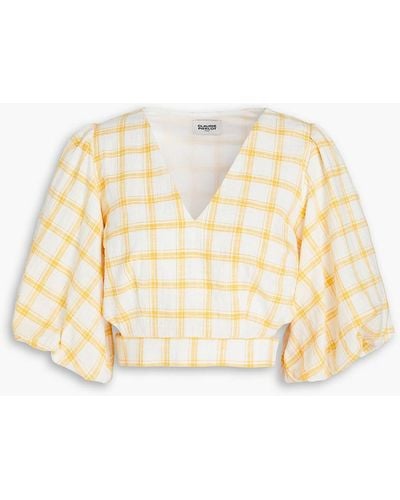 Claudie Pierlot Cropped Checked Cotton Top - Natural