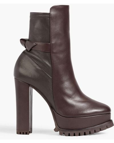 Alexandre Birman Clarita Bow-embellished Leather Platform Ankle Boots - Brown