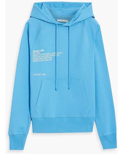 Helmut Lang Printed French Cotton-terry Hoodie - Blue