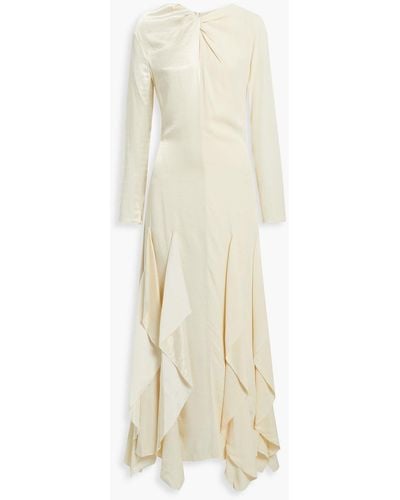 By Malene Birger Ebonee Twisted Satin And Crepe De Chine Maxi Dress - Natural