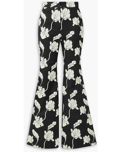Adam Lippes Printed Cotton-blend Twill Flared Trousers - White