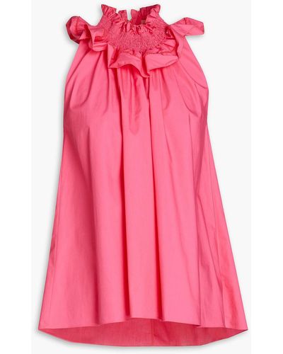 ROKSANDA Afia Ruffled Cotton-poplin Top - Pink