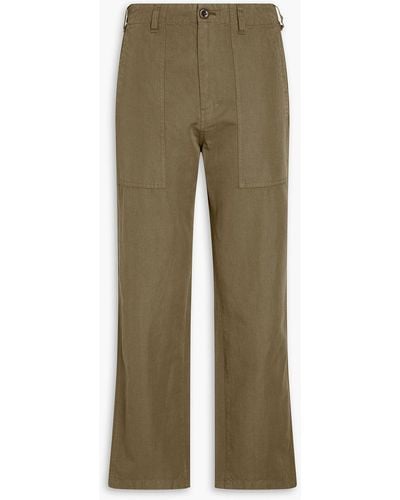Alex Mill Neil Cotton And Linen Blend-twill Straight-leg Trousers - Green