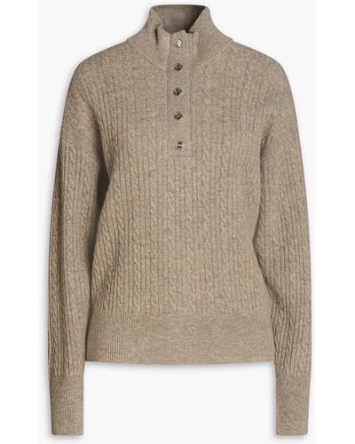 Sandro Fox Cable-knit Wool And Alpaca-blend Turtleneck Sweater - Natural
