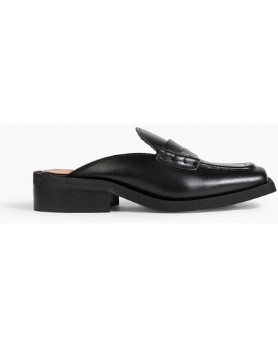 Ganni Leather Slippers - Black