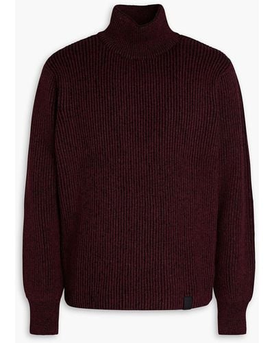 Maison Kitsuné Ribbed Wool Turtleneck Sweater - Red