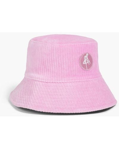 Maje Appliquéd Cotton-blend Corduroy Bucket Hat - Pink