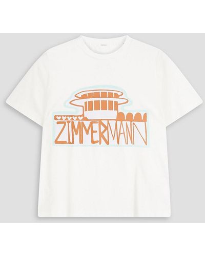 Zimmermann Printed Cotton-jersey T-shirt - White